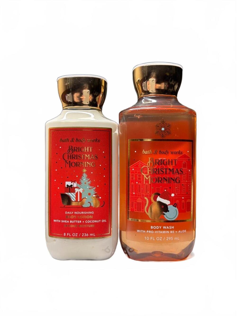 Bath & Body Works Bright Christmas Morning Shower Gel Body Lotion 2pc Set NEW